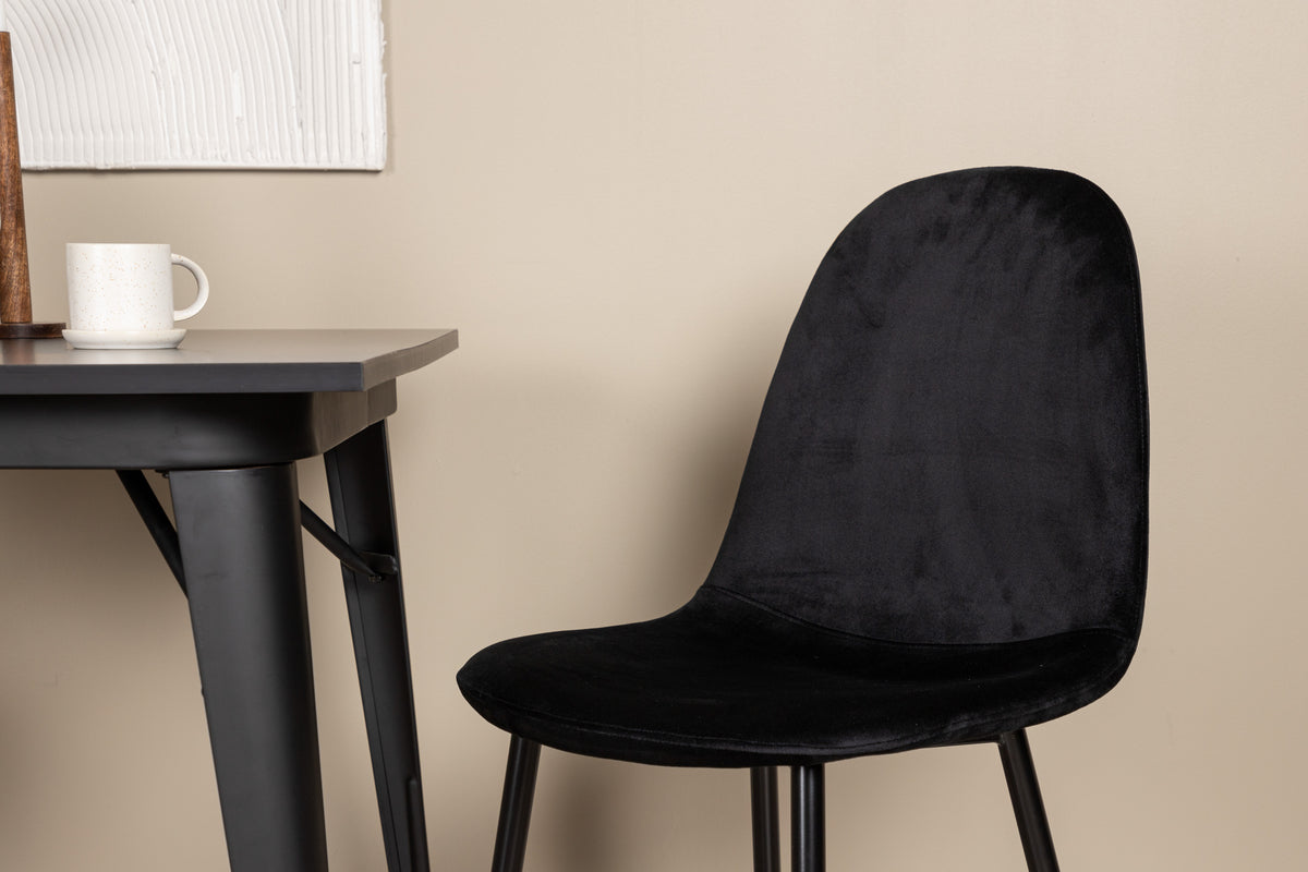 Spisebordsstol 2-pak Sort + Rektangulært Spisebord 80 x 80 Sort