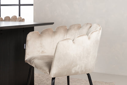 Limhamn & Vail Spisebordsstol 2-pak Beige + Rektangulært Spisebord 200 x 100 Sort