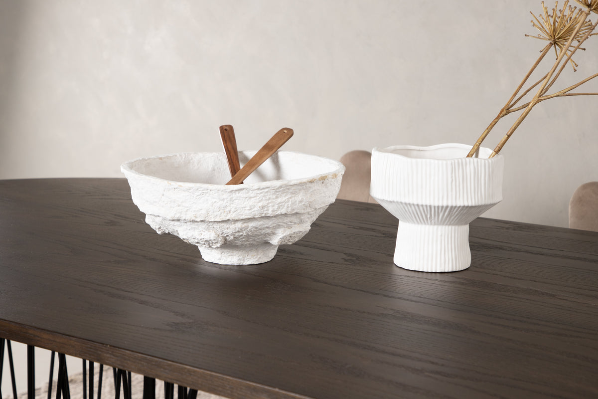 Limhamn & Stone Spisebordsstol 2-pak Beige + Ovalt Spisebord 220 x 100 Mocca