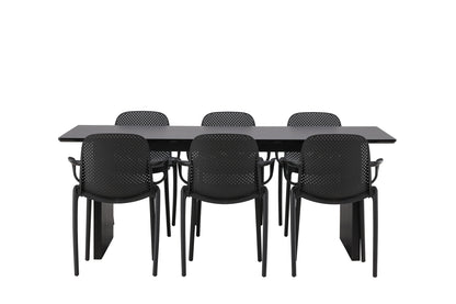 Baltimore & Vail Spisebordsstol 2-pak Sort + Rektangulært Spisebord 200 x 100 Sort