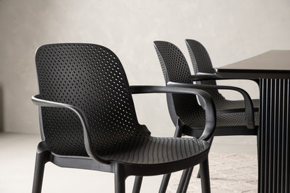 Baltimore & Vail Spisebordsstol 2-pak Sort + Rektangulært Spisebord 200 x 100 Sort