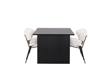 Chico & Vail Spisebordsstol 2-pak Hvid + Rektangulært Spisebord 200 x 100 Sort
