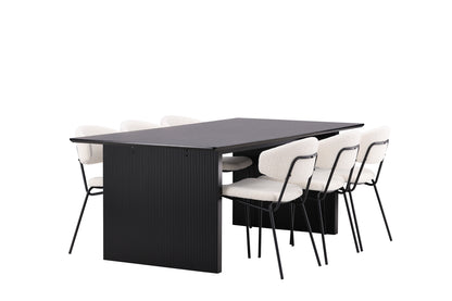 Chico & Vail Spisebordsstol 2-pak Hvid + Rektangulært Spisebord 200 x 100 Sort