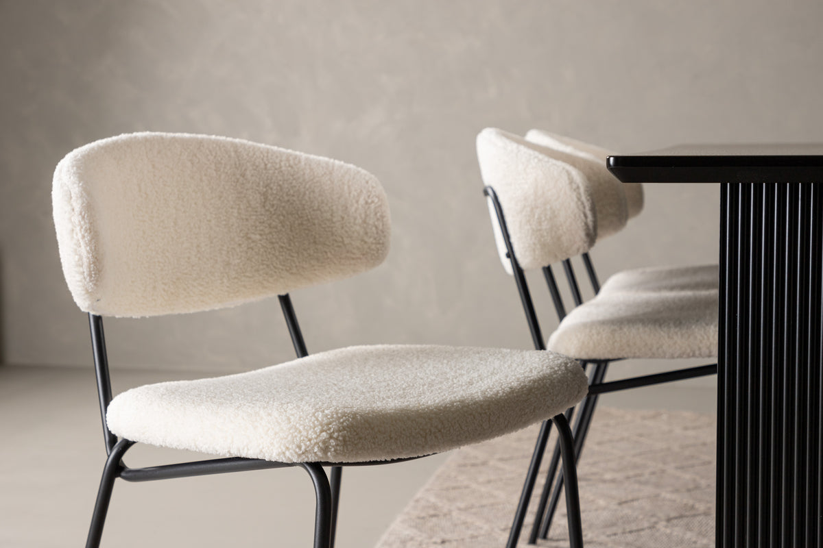 Chico & Vail Spisebordsstol 2-pak Hvid + Rektangulært Spisebord 200 x 100 Sort