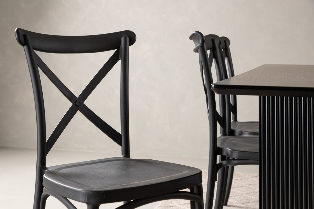 Crosett & Vail Spisebordsstol 2-pak Sort + Rektangulært Spisebord 200 x 100 Sort