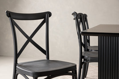 Crosett & Vail Spisebordsstol 2-pak Sort + Rektangulært Spisebord 200 x 100 Sort