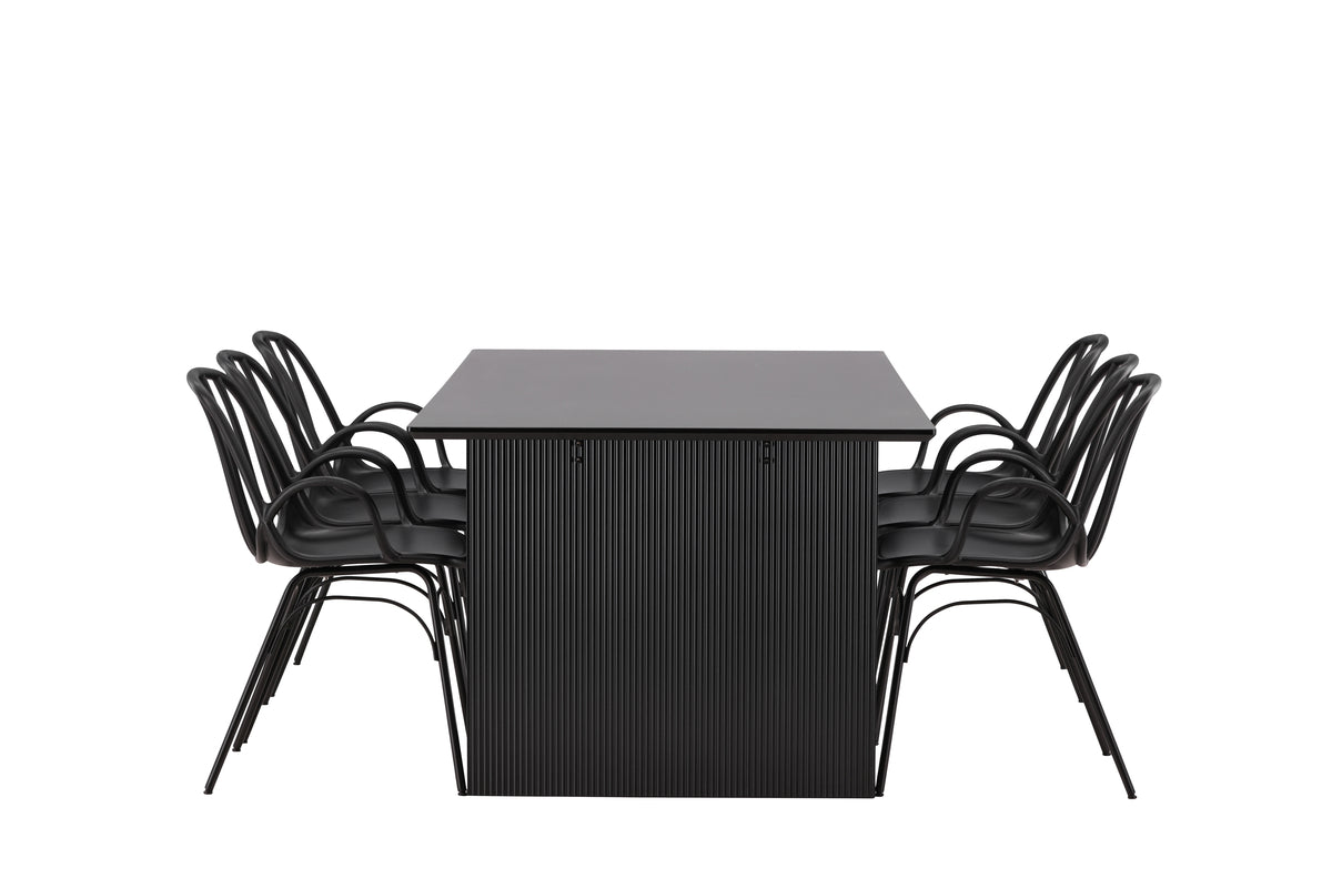 Dyrön & Vail Spisebordsstol 2-pak Sort + Rektangulært Spisebord 200 x 100 Sort