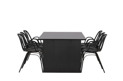 Dyrön & Vail Spisebordsstol 2-pak Sort + Rektangulært Spisebord 200 x 100 Sort