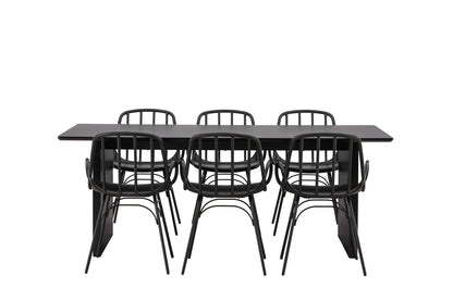 Dyrön & Vail Spisebordsstol 2-pak Sort + Rektangulært Spisebord 200 x 100 Sort