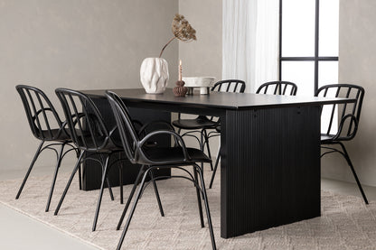 Dyrön & Vail Spisebordsstol 2-pak Sort + Rektangulært Spisebord 200 x 100 Sort