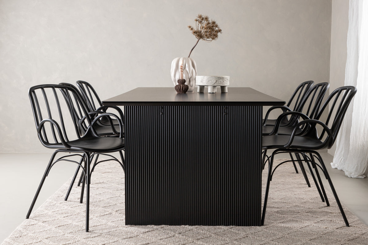 Dyrön & Vail Spisebordsstol 2-pak Sort + Rektangulært Spisebord 200 x 100 Sort