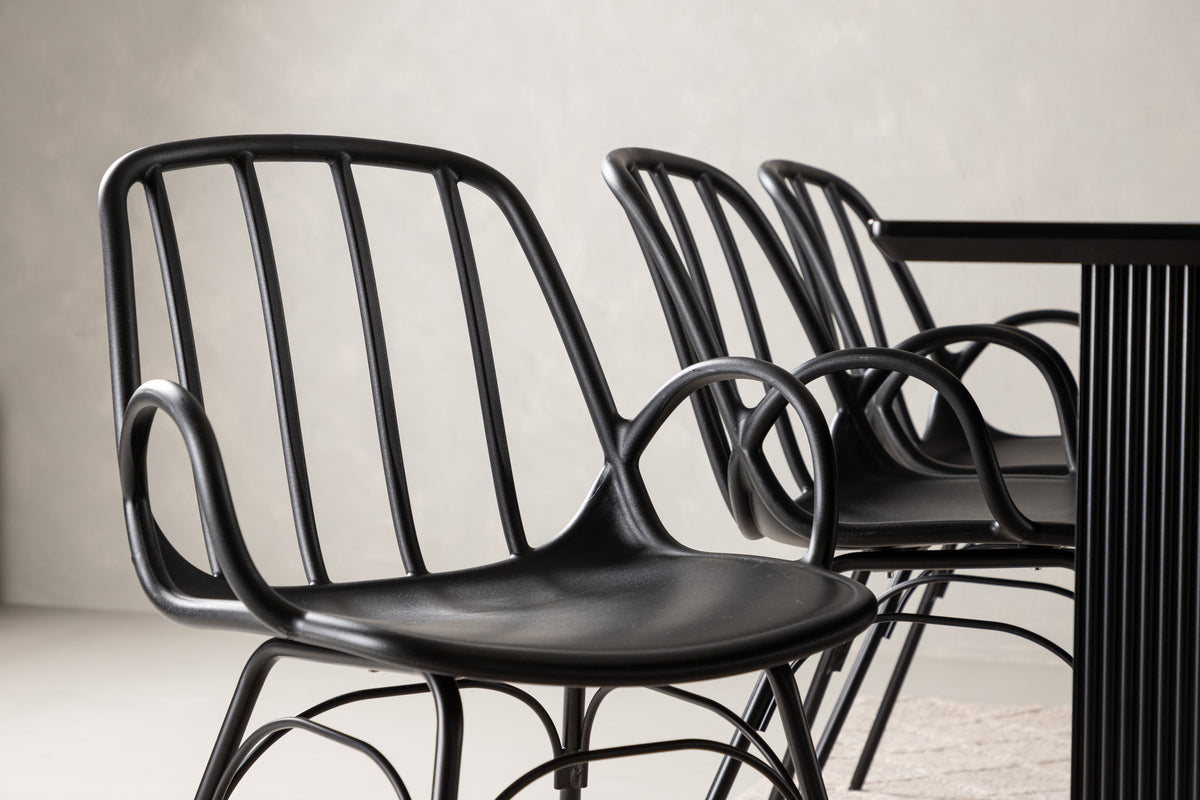 Dyrön & Vail Spisebordsstol 2-pak Sort + Rektangulært Spisebord 200 x 100 Sort