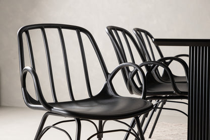 Dyrön & Vail Spisebordsstol 2-pak Sort + Rektangulært Spisebord 200 x 100 Sort