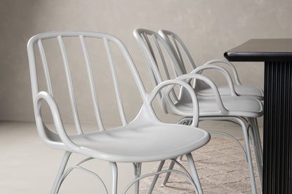 Dyrön & Vail Spisebordsstol 2-pak Lys Grå + Rektangulært Spisebord 200 x 100 Sort