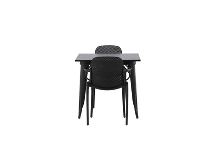Tempe & Baltimore Rektangulært Spisebord 80 x 80 Sort + Spisebordsstol 2-pak Sort