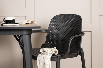 Tempe & Baltimore Rektangulært Spisebord 80 x 80 Sort + Spisebordsstol 2-pak Sort