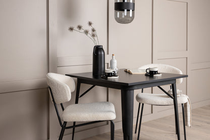 Chico & Tempe Spisebordsstol 2-pak Hvid + Rektangulært Spisebord 80 x 80 Sort