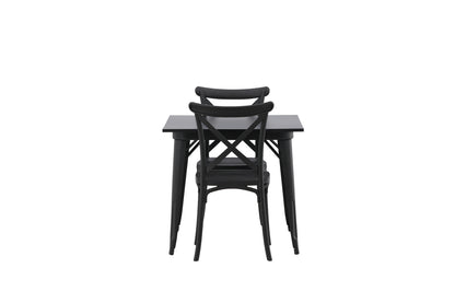 Crosett & Tempe Spisebordsstol 2-pak Sort + Rektangulært Spisebord 80 x 80 Sort
