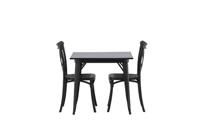 Crosett & Tempe Spisebordsstol 2-pak Sort + Rektangulært Spisebord 80 x 80 Sort