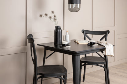 Crosett & Tempe Spisebordsstol 2-pak Sort + Rektangulært Spisebord 80 x 80 Sort