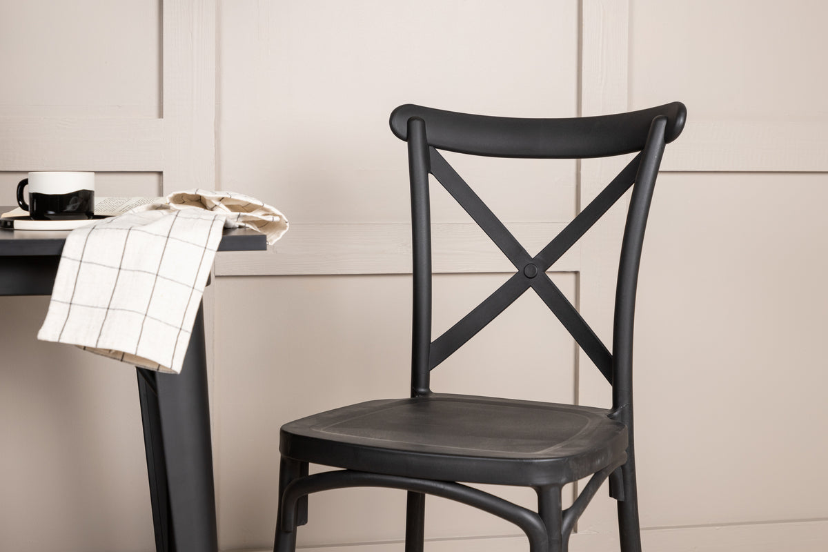 Crosett & Tempe Spisebordsstol 2-pak Sort + Rektangulært Spisebord 80 x 80 Sort