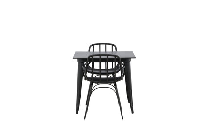 Tempe & Dyrön Rektangulært Spisebord 80 x 80 Sort + Spisebordsstol 2-pak Sort