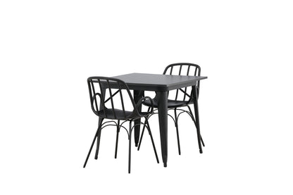 Tempe & Dyrön Rektangulært Spisebord 80 x 80 Sort + Spisebordsstol 2-pak Sort