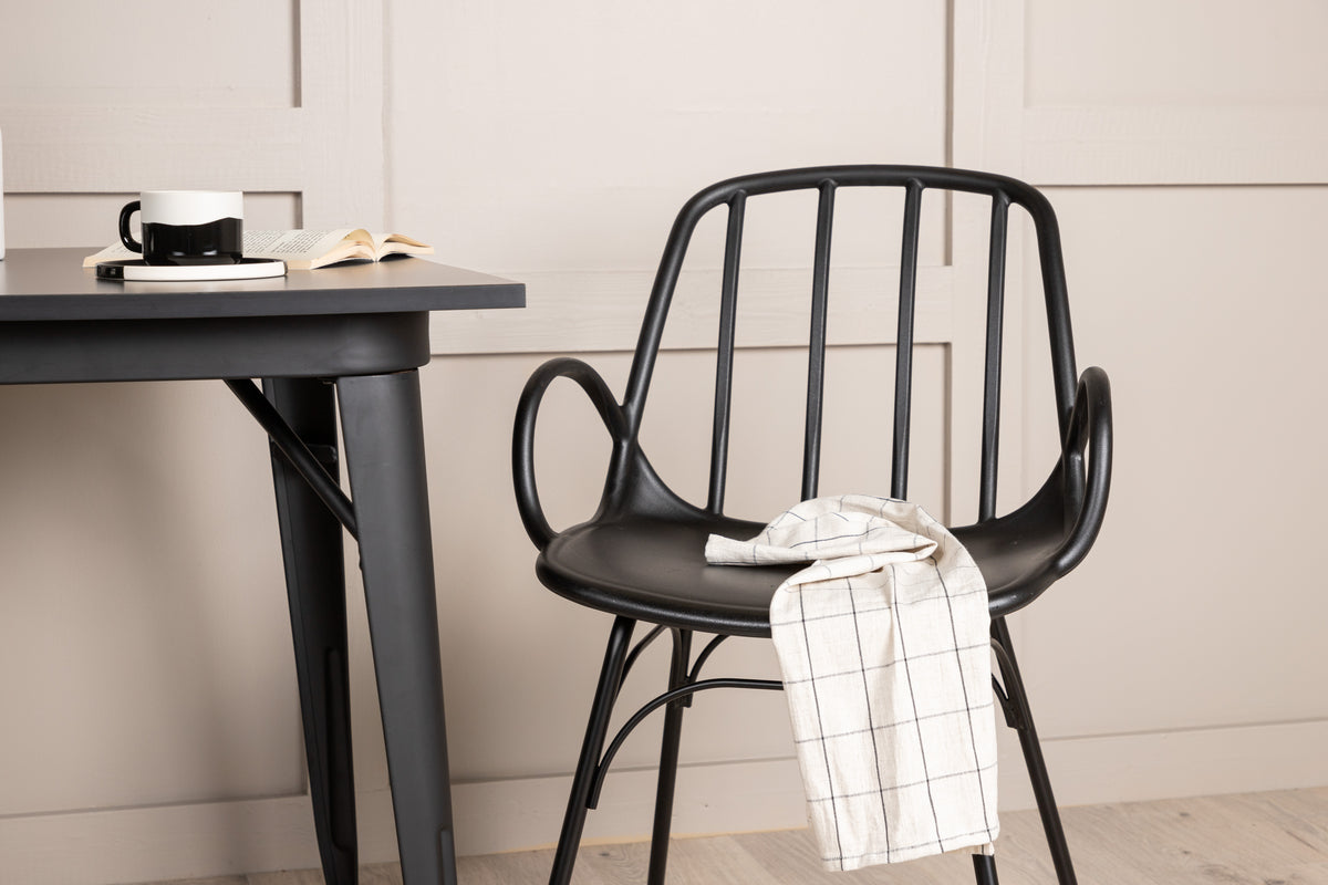 Tempe & Dyrön Rektangulært Spisebord 80 x 80 Sort + Spisebordsstol 2-pak Sort
