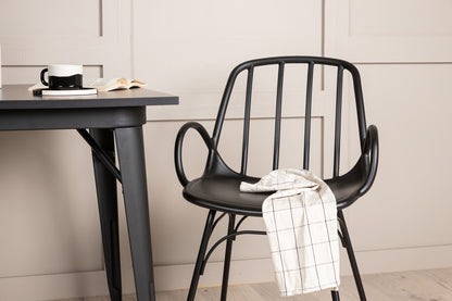 Tempe & Dyrön Rektangulært Spisebord 80 x 80 Sort + Spisebordsstol 2-pak Sort