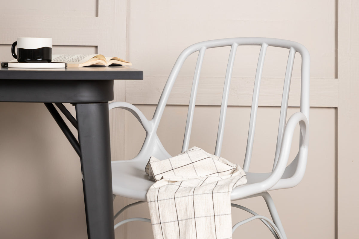 Tempe & Dyrön Rektangulært Spisebord 80 x 80 Sort + Spisebordsstol 2-pak Lys Grå