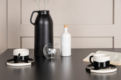 Tempe & Dyrön Rektangulært Spisebord 80 x 80 Sort + Spisebordsstol 2-pak Lys Grå