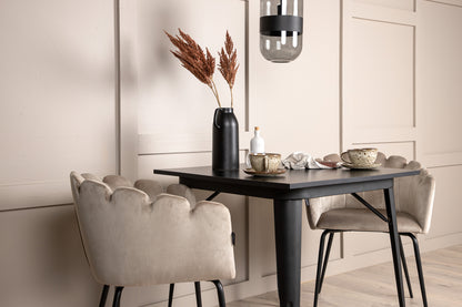 Limhamn & Tempe Spisebordsstol Beige + Rektangulært Spisebord 80 x 80 Sort