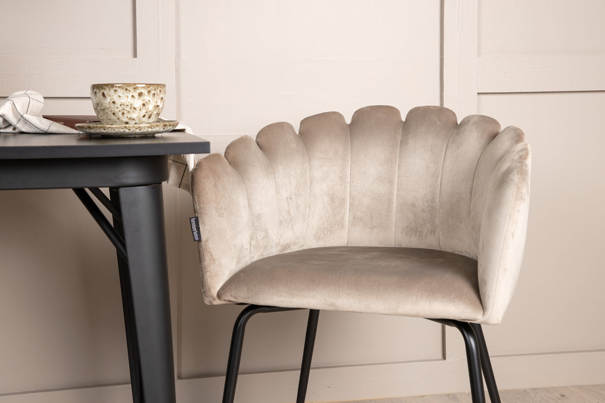 Limhamn & Tempe Spisebordsstol Beige + Rektangulært Spisebord 80 x 80 Sort