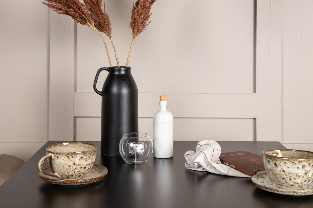 Limhamn & Tempe Spisebordsstol Beige + Rektangulært Spisebord 80 x 80 Sort