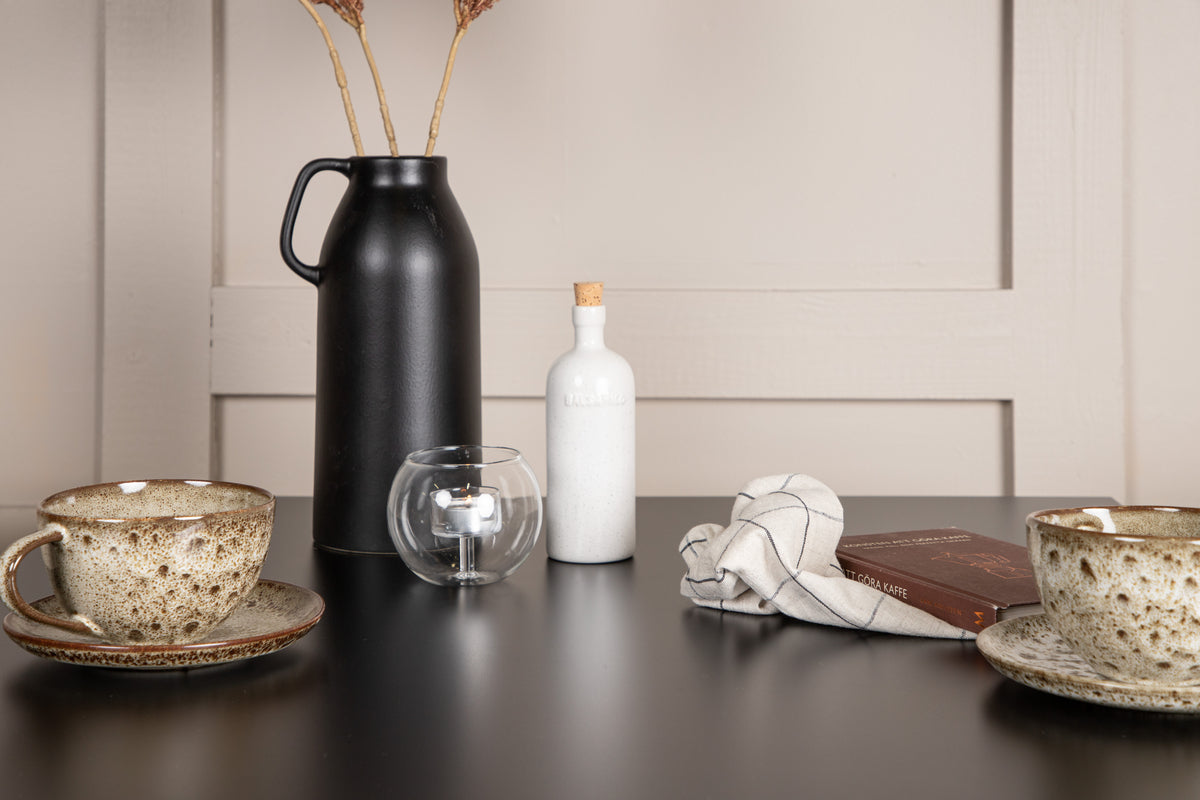 Limhamn & Tempe Spisebordsstol 2-pak Beige + Rektangulært Spisebord 80 x 80 Sort