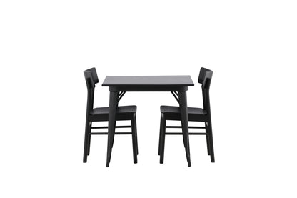 Tempe & Montros Rektangulært Spisebord 80 x 80 Sort + Spisebordsstol 2-pak Sort