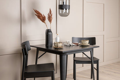 Tempe & Montros Rektangulært Spisebord 80 x 80 Sort + Spisebordsstol 2-pak Sort
