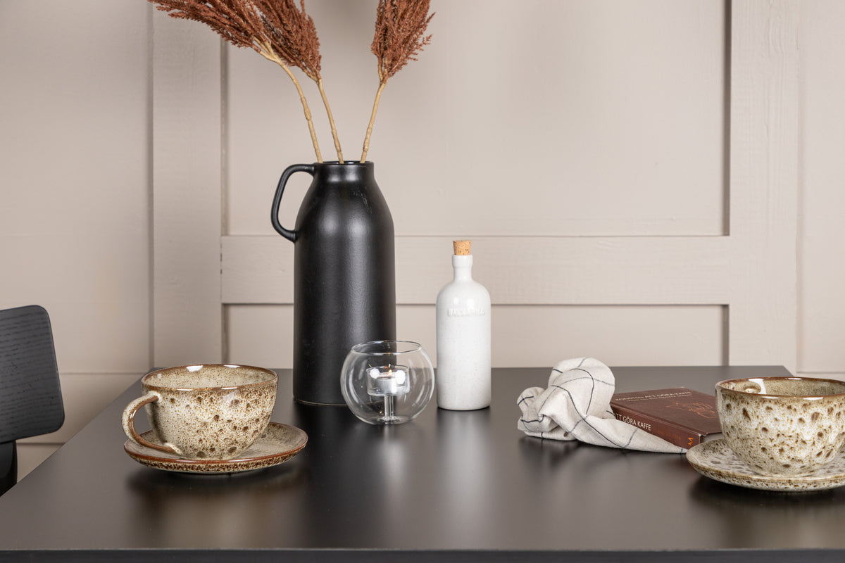 Tempe & Montros Rektangulært Spisebord 80 x 80 Sort + Spisebordsstol 2-pak Sort