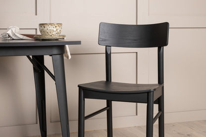 Tempe & Montros Rektangulært Spisebord 80 x 80 Sort + Spisebordsstol 2-pak Sort