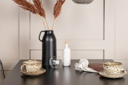 Tempe Rektangulært Spisebord 80 x 80 Sort + Spisebordsstol 2-pak Valnød