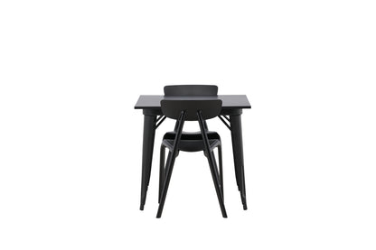 Tempe & Ursholmen Rektangulært Spisebord 80 x 80 Sort + Spisebordsstol 2-pak Sort