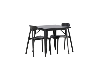 Tempe & Ursholmen Rektangulært Spisebord 80 x 80 Sort + Spisebordsstol 2-pak Sort