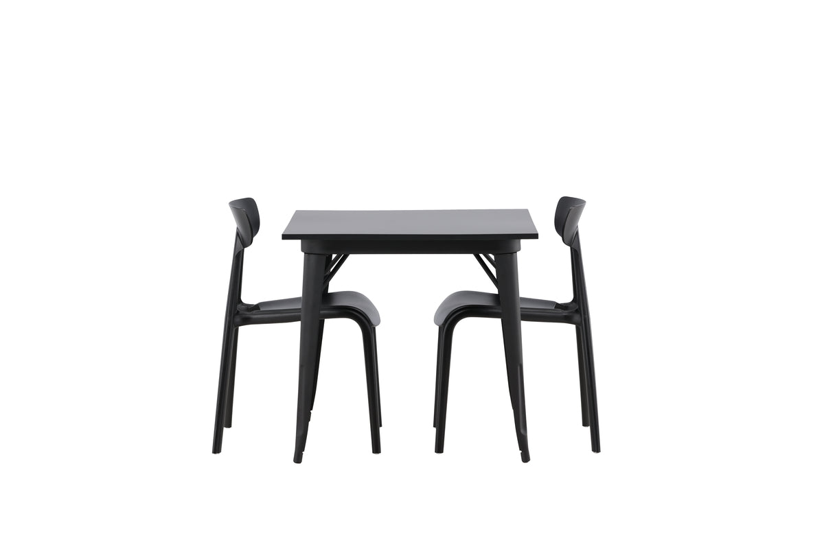Tempe & Ursholmen Rektangulært Spisebord 80 x 80 Sort + Spisebordsstol 2-pak Sort