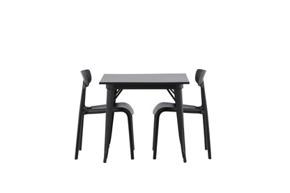 Tempe & Ursholmen Rektangulært Spisebord 80 x 80 Sort + Spisebordsstol 2-pak Sort