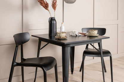 Tempe & Ursholmen Rektangulært Spisebord 80 x 80 Sort + Spisebordsstol 2-pak Sort