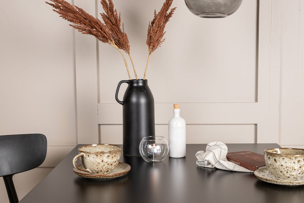 Tempe & Ursholmen Rektangulært Spisebord 80 x 80 Sort + Spisebordsstol 2-pak Sort