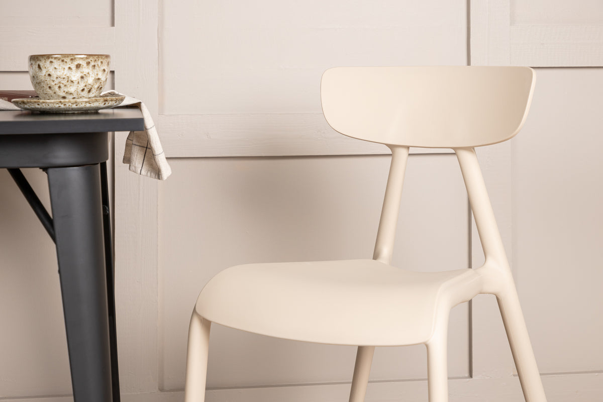 Tempe & Ursholmen Rektangulært Spisebord 80 x 80 Sort + Spisebordsstol 2-pak Beige