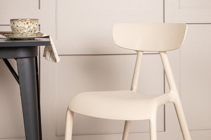 Tempe & Ursholmen Rektangulært Spisebord 80 x 80 Sort + Spisebordsstol 2-pak Beige