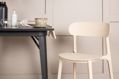 Tempe & Åstol Rektangulært Spisebord 80 x 80 Sort + Spisebordsstol 2-pak Beige