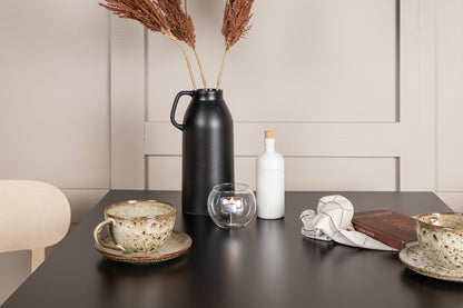 Tempe & Åstol Rektangulært Spisebord 80 x 80 Sort + Spisebordsstol 2-pak Beige